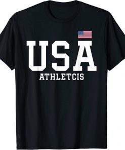 USA Athletics Patriotic Women Men Kids American Flag Sports Shirt