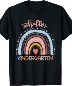Funny Hello Kindergarten Teacher Rainbow First Day School T-Shirt