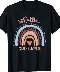 Hello 3rd Grade Teacher Rainbow First Day School Tee Shirt