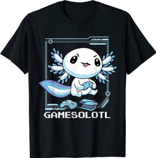 Gamesolotl Gamer Axolotl Fish Playing Video Games Lizard T-Shirt