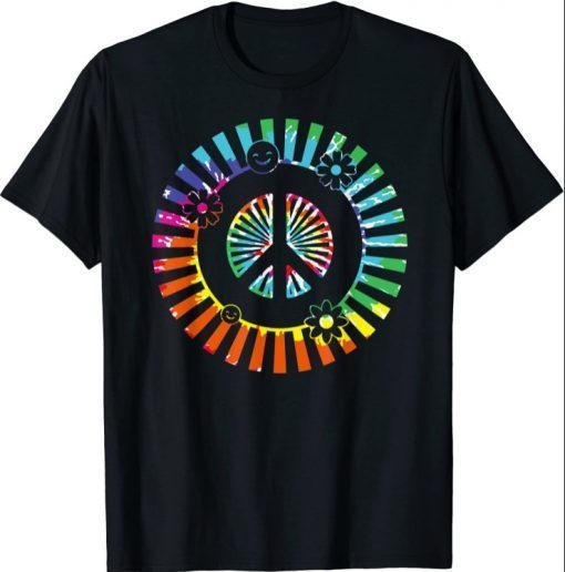 PEACE SIGN LOVE Shirt 60s 70s Tie Dye Hippie Costume 2021 Gift T-Shirt