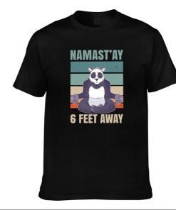 Ohclearlove Namaste Panda 6 Feet Away Funny T Shirt Fitted Short Sleeve Tee for Men Cotton Casual Tops shirt