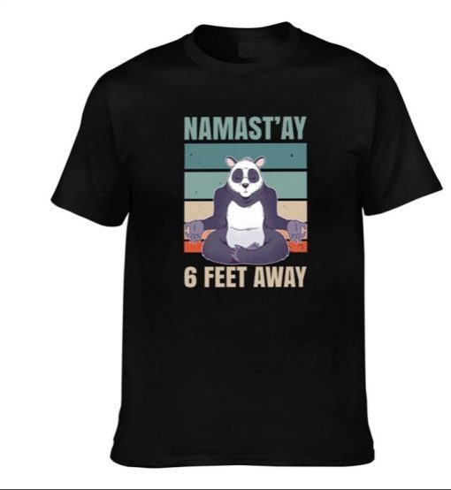 Ohclearlove Namaste Panda 6 Feet Away Funny T Shirt Fitted Short Sleeve Tee for Men Cotton Casual Tops shirt