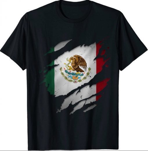 Proud Mexican Shirts Chicano Latino Torn Ripped Mexico Flag Tee T-Shirt