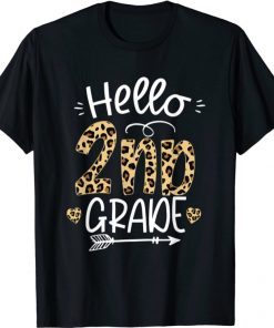 Hello 2nd Grade Leopard Teacher Students Back To School Girl T-Shirt