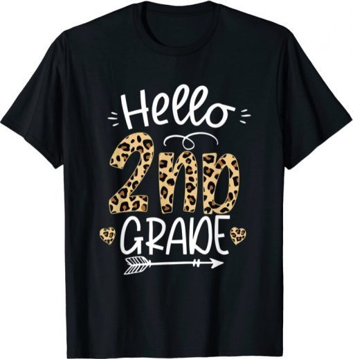 Hello 2nd Grade Leopard Teacher Students Back To School Girl T-Shirt