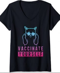 Womens Anti Biden Vaccination Signs V-Neck Tee Shirt