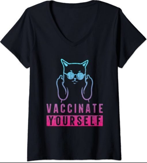 Womens Anti Biden Vaccination Signs V-Neck Tee Shirt