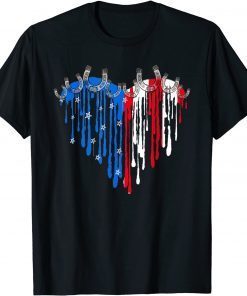 Horse Lovers Horseshoe Heart USA Flag Color T-Shirt