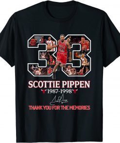 2021 Scottie 33 Pippen Basketball Signed 1987-1998 T-Shirt