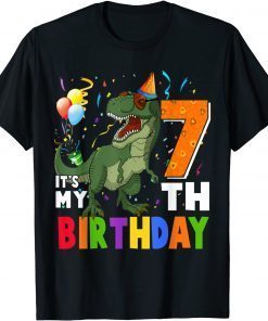 Kids It's My 7th Birthday Happy 7 Year Old Dino T-Rex Party 2021 T-Shirt