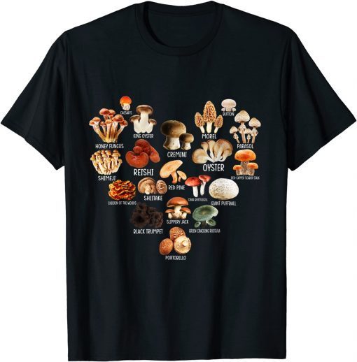 Funny I Love Mushroom Heart Mycology Cottagecore Fungi Foraging T-Shirt