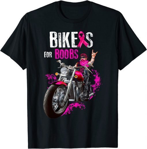 Bikers For Boobs Breast Cancer Awareness Pink Ribbon Unisex T-Shirt