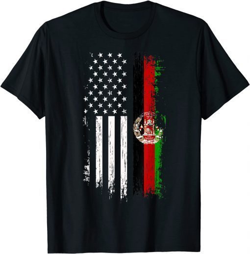 Classic Afghan American Flag T Shirt - Afghanistan USA Flag Tees