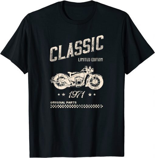 Unisex Men's 50th Birthday Shirt 1971 Vintage Classic Motorcycle Shirts