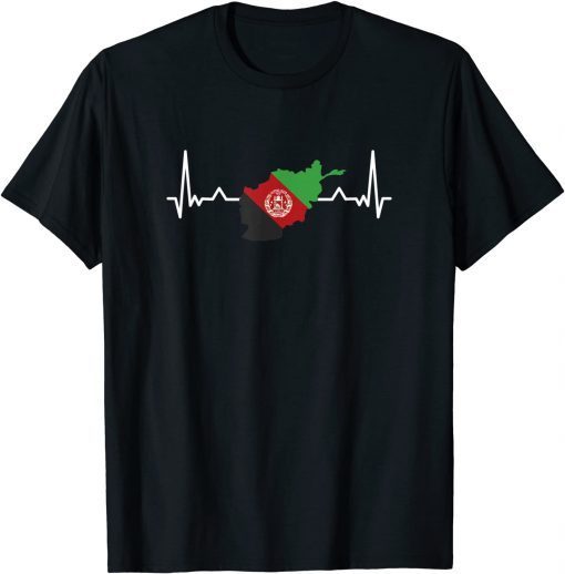 Afghan Flag Country Map Outline Heartbeat Afghanistan Unisex T-Shirt