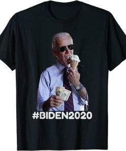 Funny Joe Biden Eating Ice Cream Cone Anti Biden2020 T-Shirt