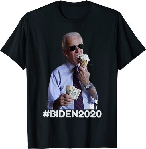 Funny Joe Biden Eating Ice Cream Cone Anti Biden2020 T-Shirt