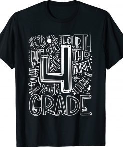 Team Kids Teacher Back To School 4th Fourth Grade Typography T-Shirt