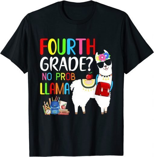 Back To School 4th Grade No Prob-Llama Teacher Student T-Shirt