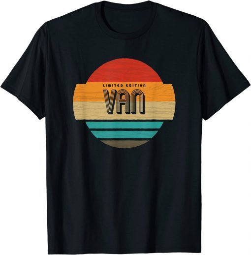 Mens Van Name Retro Vintage Sunset Limited Edition T-Shirt