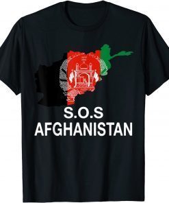 Classic Afghanistan Flag Map SOS Afghanistan Free Afghanistan T-Shirt