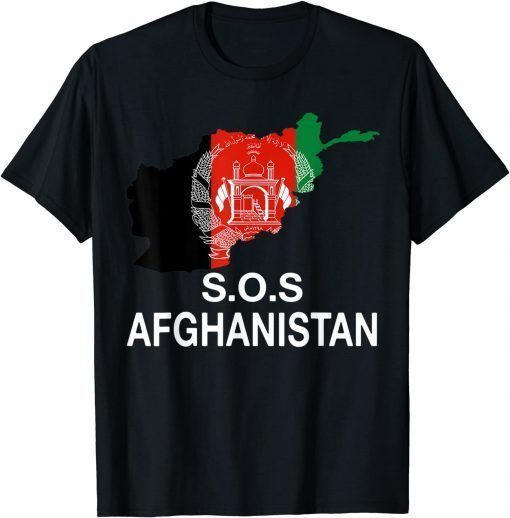 Classic Afghanistan Flag Map SOS Afghanistan Free Afghanistan T-Shirt