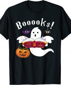 Booooks Ghost Boo Read Books Library Funny Halloween T-Shirt
