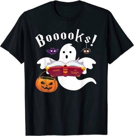 Booooks Ghost Boo Read Books Library Funny Halloween T-Shirt