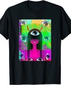 Glitchcore Anime Demon Girl Eye weirdcore clothes T-Shirt