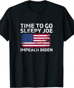 Impeach Sleepy Joe Biden Pro American Anti Biden USA Flag T-Shirt