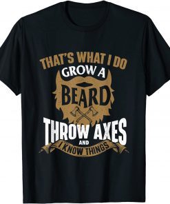 Mens Grow a Beard Throw Axes - Axe Throwing Hatchet Lumberjack T-Shirt