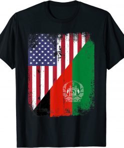 2021 Vintage Afghanistan Afghan Flag United state Flag Support T-Shirt