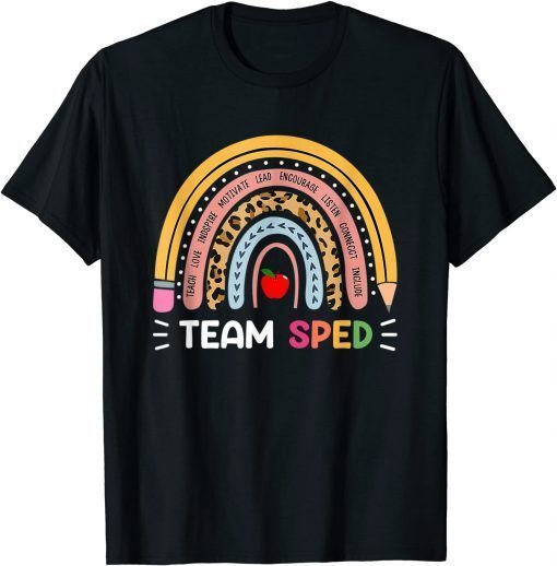Special Education Teacher SPED Leopard Boho Rainbow T-Shirt
