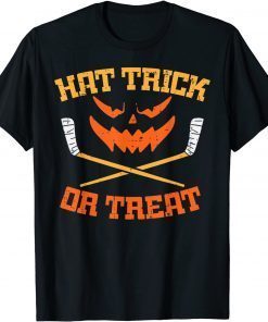 Hat Trick Or Treat Ice Hockey Halloween Boy Men Player Coach Unisex T-Shirt