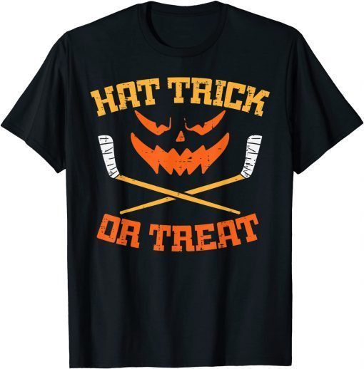 Hat Trick Or Treat Ice Hockey Halloween Boy Men Player Coach Unisex T-Shirt
