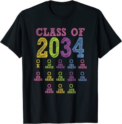 Class Of 2034 Grow With Me Kindergarten 2021 Graduation 2021 Gift T-Shirt