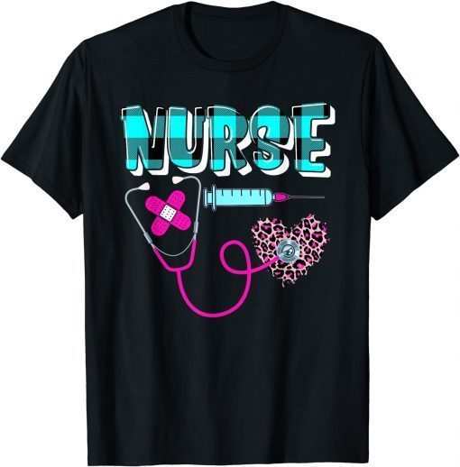 Plaid Nurse RN LPN CNA Healthcare Leopard Heart Pink Love Classic T-Shirt