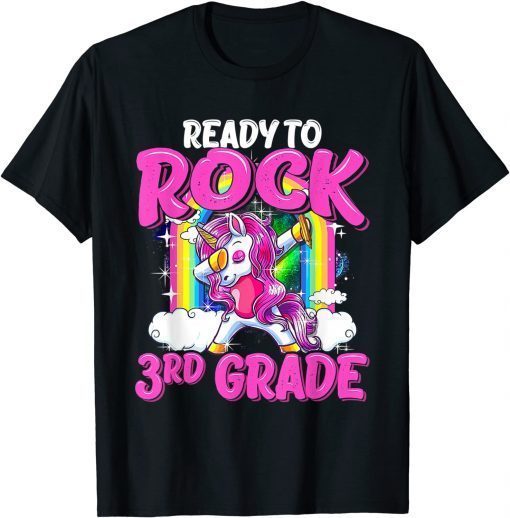 Ready To Rock 3rd Grade Dabbing Unicorn Back To School Girls T-Shirt
