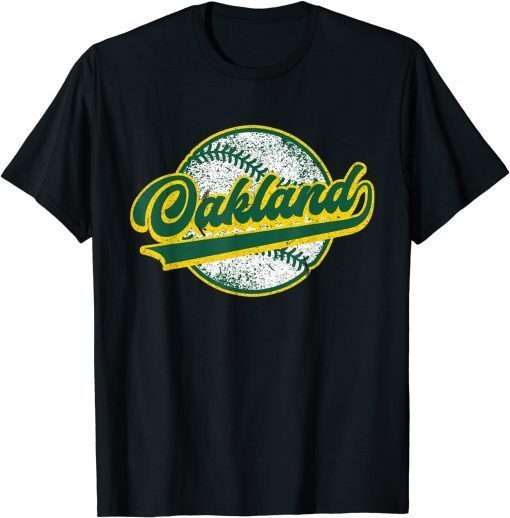2021 Vintage Oakland Baseball Tee Distressed Athletic Game Day T-Shirt