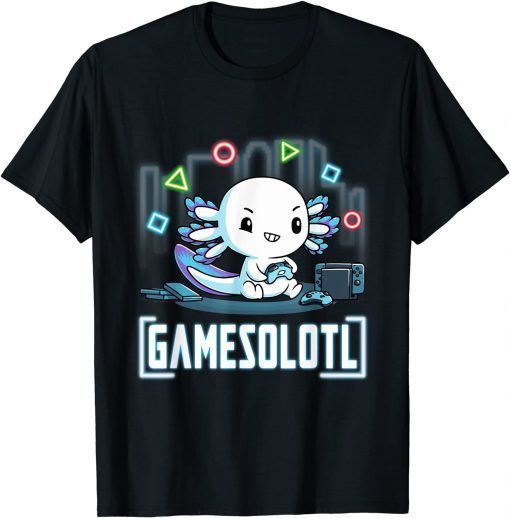 2021 Gamesolotl Gamer Axolotl Fish Playing Video Games T-Shirt