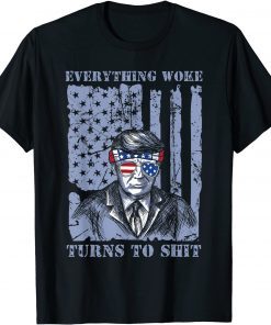 2021 Everything Woke Turns to Shit Trump Vintage Flag T-Shirt