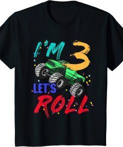Classic Kids Monster Truck 3 Years Old Birthday Kid 3rd B-Day T-Shirt