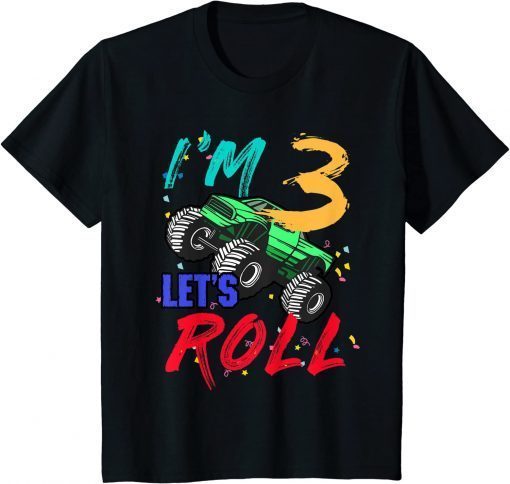 Classic Kids Monster Truck 3 Years Old Birthday Kid 3rd B-Day T-Shirt