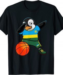 Dabbing Penguin Rwanda Basketball Fans Jersey Rwandan Flag T-Shirt