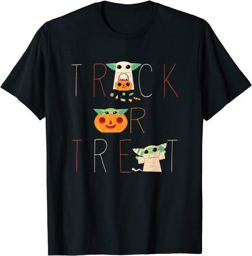 Official Star Wars The Mandalorian Grogu Trick or Treat Halloween T-Shirt