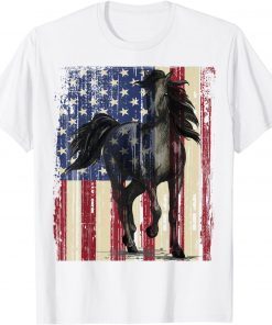 Horse American Flag Horseback Riding Horse Lover T-Shirt