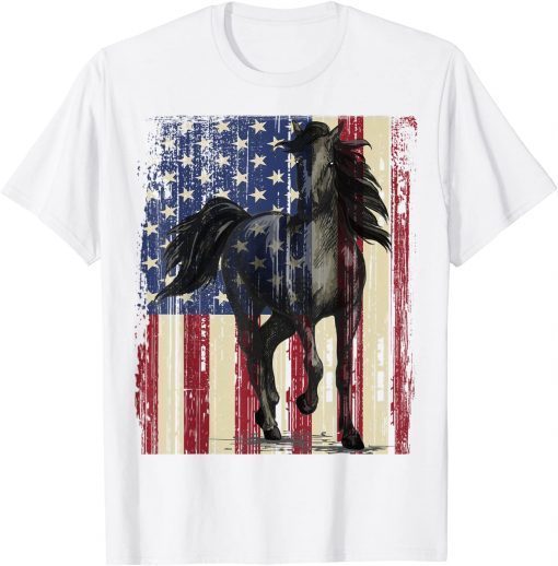 Horse American Flag Horseback Riding Horse Lover T-Shirt