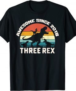 Funny Kids THREE REX 3rd Birthday Shirt Third Dinosaur 3 Year Old T-Shirt