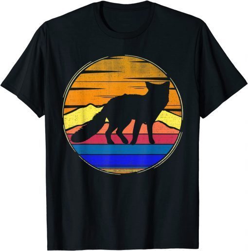 Vintage Fox Retro Sunset Funny Animal Lover Gifts T-Shirt